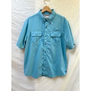 Lot of 2 LB Tech Fishing Shirt Short Sleeve Button Down Outdoor Camp Mens Medium